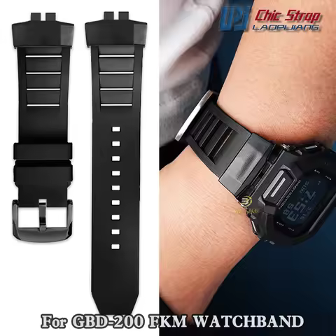 For Casio G-SHOCK GBD-200 GBD-200UU GBD-200SM Modified Fluororubber Watch Strap Waterproof Dustproof
