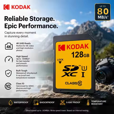 Digital Camera SD Card 32gb 64gb 128gb U1 Class 10 Memory Card High Speed Kodak SDHC/SDXC Cards