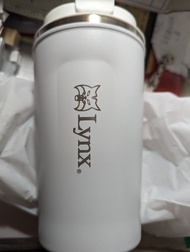 全新Lynx真空翻蓋隨行杯純白美麗510ml杯身內膽304不鏽鋼/陶瓷易潔層外殼不鏽鋼烤漆附帆布提袋飲料外帶方便