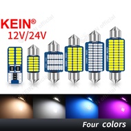 KEIN 8Color 24V 12V Truck Led Car Ceiling Light T10 Festoon 31mm 39MM 36MM 28MM 41MM 194 C5W C10W C3W License Plate Plate Dome Interior Read Lamp Auto Motorcycle Bulb 24SMD 3014