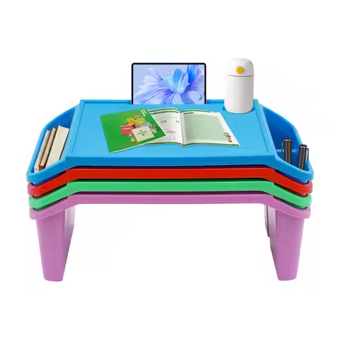 4 Pcs Kids Tv Tray, Kids Lap Desk Tray, Kids Trays for Eating with Side Pockets, Portable Lap Bed Ta