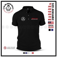 PLUS SIZE - Polo T Shirt Sulam  AMG Motorsport Mercedes E63s C43 Baju Lelaki Casual Cotton Fashion E