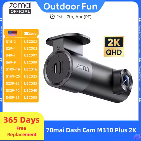 70mai Dash Cam M310 Plus 2K English Voice Control 1440P WDR Night Vision 24H Parking Surveillance 70