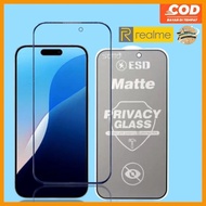 ESD Matte Glass Privacy Premium Realme 5 5i 5s 6 7 7i 84g 85g 94g 95g 9 Pro 104g