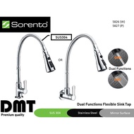 Sus304 Sorento Flexible Sink Tap/ Adjustable Hose Kitchen / Paip Air Sinki Dapur Brass Chrome Dual Functions 5826 5827