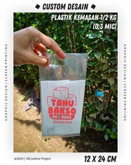 Sablon Plastik Kemasan Bungkus Tahu Bakso | Tempe | Frozen Food | 12 x 24 cm | kemasan 500 grCustom 