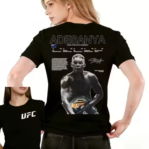 2026 Summer UFC Israel Adesanya Poster Fighting Graphic T-shirt Women Sports Cotton Short Sleeve Loo