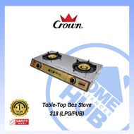 [Ready Stock] CROWN Double Gas Stove 318 Table Top Gas Stove (LPG/PUB)