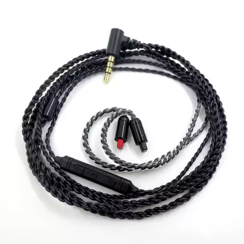 3.5mm With Mic Headphone Upgrade Cable Silver Plated Wire Headset MMCX 2pin A2DC Earphone Cable For 