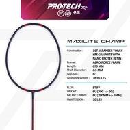 PROTECH Badminton Racket - Maxilite Champ (6UG1) (MAX 30LBS)(FREE String + Grip + Bag)