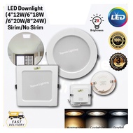 SIRIM HIGH QUALITY Ultra Slim LED Recess Downlight 12W 18W 20W 24W  Lampu LED Downlight 4inch 6inch 