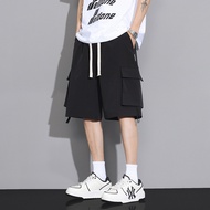 E0423-Trendy Men's Overalls Shorts Summer Ice Silk Five-point Pants Thin Loose Quick-drying Pants St