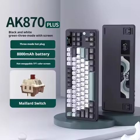 AJAZZ AK870 PLUS Aluminum Alloy Mechanical Keyboard Full Key Hot-swappable Conflict-free Multi-funct