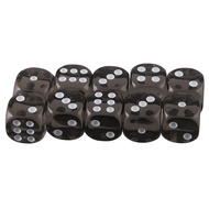 [Generic] Set of 10 Tabletop RPG Game Acrylic Toy Six-Sided Dice D6 Dice 10 Colors - Black