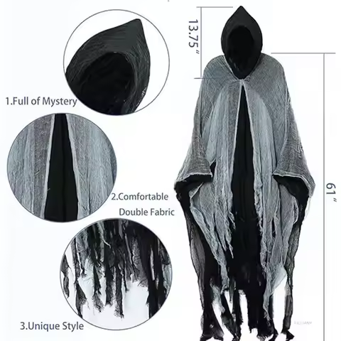 Witch Costume Halloween Adult Cloak Vampire Hooded Role Play Costume Cloak Horror Death Costume Pran