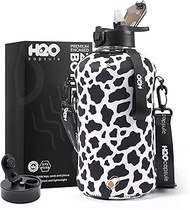 H2O Capsule 2.2L Half Gallon Water Bottle with Storage Sleeve and Covered Straw Lid – BPA Free Large