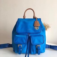 Chris精品代購 美國Outlet Tory Burch TB 新款 後背包  可手提 防水布料 內裡空間超大 藍色