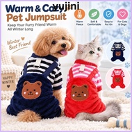 YUJINI Fleece Dog Jumpsuit, Soft Fleece Warm Plush Pet Dog Clothes, Funny With Leash Ring Jumpsuit D