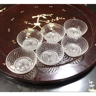 QIANLI 6pcs Diamond Glass Bowl Elegant Crystal Cut Kitchen Bowl Dessert Soup Bowl