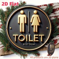 2D Flat, Wood/Acrylic Flat Mosaic Toilet Sign - Suitable for Home, Bedroom, Living Room, Office, and