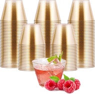 JustLiving 40Pack 9 oz Gold Plastic Cups Disposable 270ML Gold Glitter Plastic Cups Clear Plastic Tu