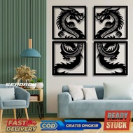 Dragon motif living room wall decoration set 1 pair of aesthetic wall displays made of playwood