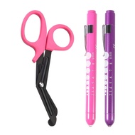3 Pcs Nurse Medical Supplies Set with 2 Medical Pen Lights + 1 Piece 6-Inch Durable Iron Surgical Sc