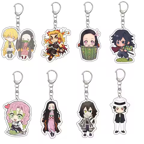 55MM Anime Demon Slayer Keychain Kamado Tanjirō Agatsuma Zen'itsu Kamado Nezuko Tsuyuri Kanao Keycha
