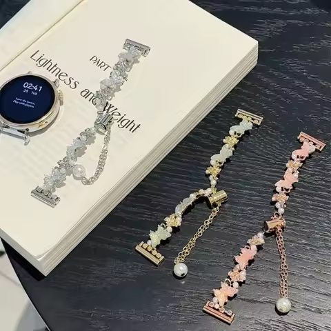 Butterfly Pearl Bracelet Suitable for HW Watch Fit3/Fit4 Straps and HW Band 8/9/10NFC Handmade Strap