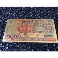 DISKON TAHUNAN! UANG KUNO/ SOUVENIR GOLD FOIL 10000 BARONG/ 10RB