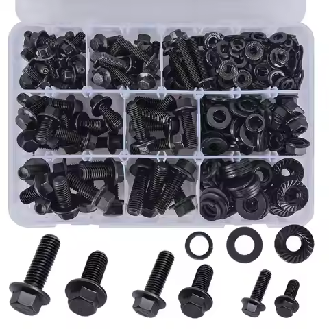 292-Piece Assortment of M6, M8, and M10 Flange Bolts and Nuts: Hex Flange Bolts, Metric Bolts, Hex C