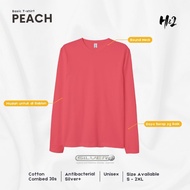 HN2 Plain Antibacterial Peach Adult Long Sleeve Premium Cotton Combed 30s T-Shirt SML-XL-XXL Cool Un