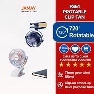 JAMAY 720 Spin Kipas USB Clip Cooling Fan Quiet mini Rechargeable Desktop Table Fan USB Fan Portable Outdoor FS61