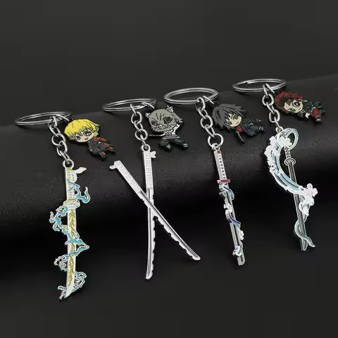 Anime Demon Slayer Sword Keychain Kimetsu no Yaiba Tomioka Giyuu Kochou Shinobu Weapon Cosplay Key C