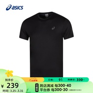 亚瑟士ASICS运动T恤男子反光夜跑短袖透气舒适上衣 2011C852-001 黑色 XL