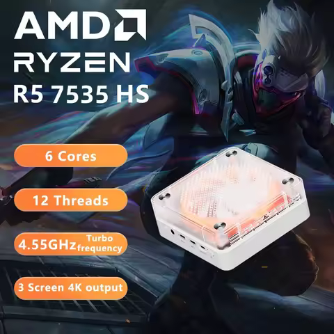GenMachine AMD Ryzen 7535HS 7535U 7735HS 7735U Windows 11 Ryzen MINI PC WIFI6 diy gaming computer Mi