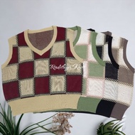 Knitted Vest Argyle Frame/Vest Vest