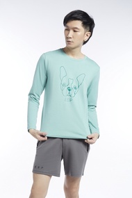 ESP เสื้อทีเชิ้ตแขนยาวลายเฟรนช์ชี่ ผู้ชาย สีเขียว | Long Sleeve Frenchie T-Shirt | 3860