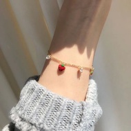 Ready Stock/Strawberry Bracelet Young Heart Super Fairy Bracelet Student Korean Version Girlfriends 