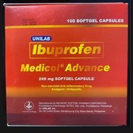 Unilab Medicol Adv. 200mg Capsules (1box) for the relief from headache, migraine, toothache, dysmenorrhea, nerve pain and body pain