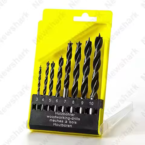 8pcs Woodworking Drilling Bit, 3-10mm Fried Dough Twists Bit Set Woodworking Bit Titanium Coating Wo