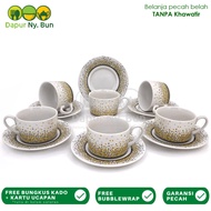 6 Pairs of Sparkling Motif Tea Cups Set - 6 Cups & Saucers