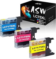 LC75 LC71 LC79 Color Ink Cartridges Replacement for Brother LC-75 LC-71 LC-79 XL Ink Work for Brothe