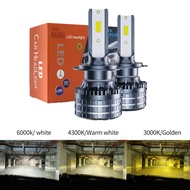 2PCS Car LED Fog Headlight Bulb Lamp H4 H7 H11 H8 4300K 3000K 18000Lm For 12V White Yellow Tricolor 