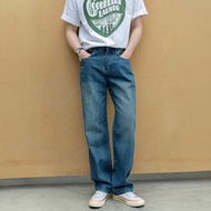 Basic Indigo Blue men's thick straight-Leg Jeans - Basic Indigo Blue Wide-Leg Jeans - La Cian