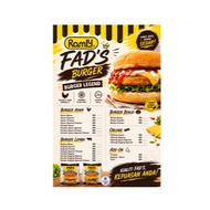 A4 & A3+ Burgers Menu | Waterproof sticker or Laminated | Customise Design