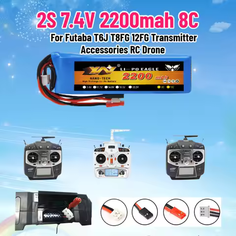 2S 7.4V 2200mah 8C Lipo Battery for Futaba T6J T8FG 12FG Transmitter Accessories RC Drone 8C 7.4V Ba