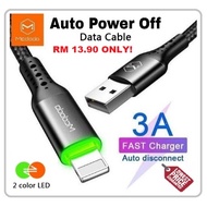 【1 Year Warranty ] Mcdodo Auto Power Off Cable Auto Disconnect Fast Charging LED Data Cable For Phon