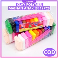 Mainan Anak Clay Polyme paket 12 PCS Clime Set Soft Clay Dough 12 Warna Edukasi Kreatif / Clay Polym