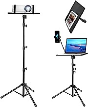 Kereal Laptop Projector Tripod Stand, Universal Portable Floor Holder Mount Stand for DJ Equipment,Office,Stage,Studio,Podium,Adjustable Height 25 to 48 Inch, with Tray and Gooseneck Phone Holder